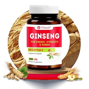 ginseng capsules 500mg  herbal supplement for daily vitality active lifestyle amp wellness support  60 vegetarian capsules