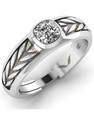 Vitra Jewellery White American Diamond Ring, Pure Silver 925 Adjustable Band Ring For Men/Boys Silver Zircon Rhodium Plated Ring