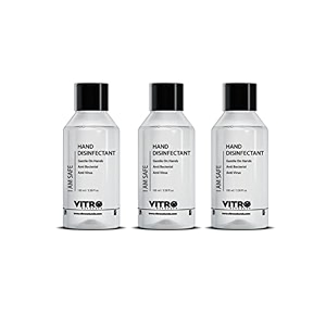 vitro hand disinfectant  hand sanitizer  70 alcohol kills germs  with aloe vera amp mentha  i am safe 100ml pack of 3
