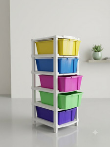 vittamix plastic modular 5 drawer storage cabinet organizer for home  office plastic free standing chest of drawers finish color - multi pre-assembled