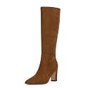 VIUGJNEX Knee High Boots Pointed Toe Chunky Heel Tall Boots for Women