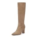 VIUGJNEX Knee High Boots Pointed Toe Chunky Heel Tall Boots for Women