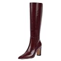 VIUGJNEX Knee High Boots Pointed Toe Chunky Heel Tall Boots for Women