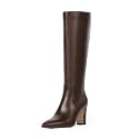 VIUGJNEX Knee High Boots Pointed Toe Chunky Heel Tall Boots for Women