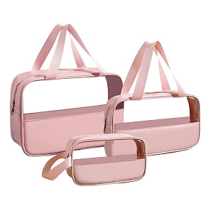 viulvuk premium makeup pouches for women  cosmetic bags amp toiletry storage wash bag for girls  waterproof travel organizer for bath accessories amp grooming kit 3 pouch set pink
