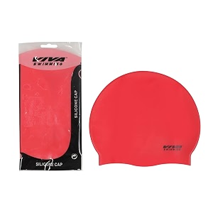 viva unisex silicone swimming cap with zip pouch red