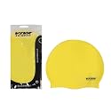 Viva Unisex Silicone Swimming Cap with Zip Pouch (Yellow)