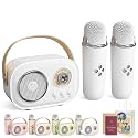Vivamic Portable Kids Karaoke Fun Set, Viva Mic Portable Microphone, Mini Karaoke Machine with 2 Wireless Microphones Voice Changer for Home and Outdoor Entertainment (Dual,White)