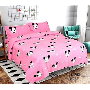 vivan  era of warmth amp comfort beautiful floral printed microfiber wrinklefree super soft double bedsheet with 2 pillow cover 144 tc  breathable and skin friendly 220x228 cm light pink