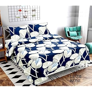 vivan  era of warmth amp comfort beautiful floral printed microfiber wrinklefree super soft double bedsheet with 2 pillow cover  breathable and skin friendly 220x228 cm sky blue