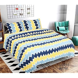 vivan  era of warmth amp comfort beautiful floral printed microfiber wrinklefree super soft double bedsheet with 2 pillow cover  breathable and skin friendly 220x228 cm sky blue