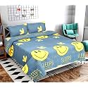 ViVAN : Era of Warmth &amp; Comfort Floral Printed Microfiber Wrinklefree Super Soft 144 TC Bedsheet for Double Bed with 2 Pillow Covers | Breathable and Skin Friendly (220x228 cm, Grey &amp; Yellow)