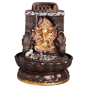 lord ganesha tabletop water fountain with led lights  polyresin indoor amp outdoor decorative showpiece  home amp office decor  feng shui amp vastu gift