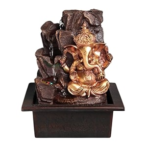 lord ganesha tabletop water fountain  polyresin indoor outdoor fountain with led lights for home decor pooja room office amp gift
