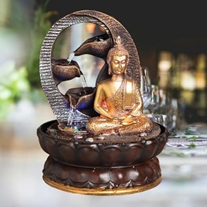 tabletop buddha water fountain polyresin indoor outdoor water fountain with led lights for home decor decoration showpiece gifts