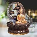 Tabletop Buddha Water Fountain, Polyresin Indoor Outdoor Water Fountain with LED Lights for Home Decor, Decoration Showpiece, Gifts
