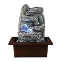 Tabletop Water Fountain, Polyresin Indoor Outdoor Water Fountain with LED Lights for Home Decor, Decoration Showpiece Gifts