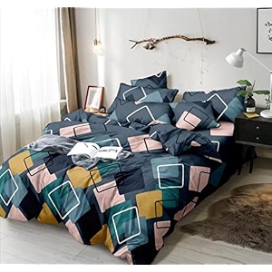 300 tc glace cotton soft single bed rajai cover ii duvet cover ii blanket cover ii comforter cover ii quilt cover with zipper closure - 6034 x 9034 inch blue bayoux