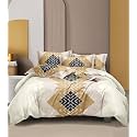 300 TC Glace Cotton King Size Duvet Cover || Comforter Cover || Rajai Cover || Blanket Cover || Quilt Cover Double Bed with Zipper (90" × 100" inch, Denver)