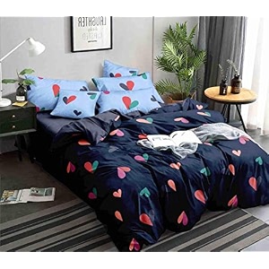 300 tc glace cotton king size duvet cover  comforter cover  rajai cover  blanket cover  quilt cover double bed with zipper 9034  10034 inch blue heart