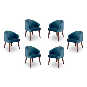 solid sheesham wood dining chairs only  set of 6 wooden amp upholstered premium velvet fabric cushioned dinning chairs  accent chair for home  blue