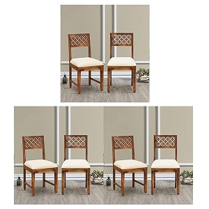 solid sheesham wood dining chairs only  wooden set of 6 dinning chair for kitchen amp dining room  chairs with cushion  rosewood rustic teak finish