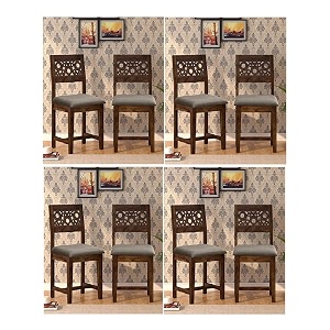 solid sheesham wood dining chairs only  wooden set of 8 dinning chair for kitchen amp dining room  chairs with cushion  rosewood provincial teak finish