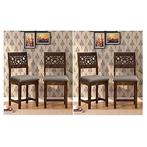 solid sheesham wood dining chairs only  wooden set of 4 dinning chair for kitchen amp dining room  chairs with cushion  rosewood provincial teak finish