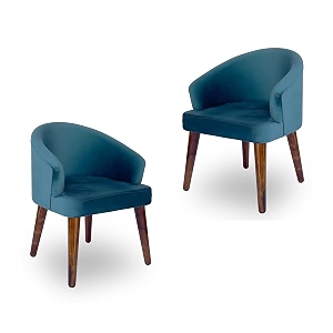 solid sheesham wood dining chairs only  set of 2 wooden amp upholstered premium velvet fabric cushioned dinning chairs  accent chair for home  blue