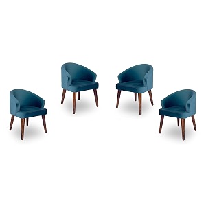 solid sheesham wood dining chairs only  set of 4 wooden amp upholstered premium velvet fabric cushioned dinning chairs  accent chair for home  blue