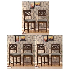 solid sheesham wood dining chairs only  wooden set of 6 dinning chair for kitchen amp dining room  chairs with cushion  rosewood provincial teak finish