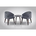 Solid Sheesham Wood Dining Chairs Only | Set of 2 Wooden & Upholstered Premium Velvet Fabric Cushioned Dinning Chairs | Accent Chair for Home | Height 30" Grey