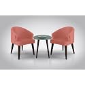 Solid Sheesham Wood Dining Chairs Only | Set of 2 Wooden &amp; Upholstered Premium Velvet Fabric Cushioned Dinning Chairs | Accent Chair for Home | Height 30" Peach