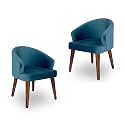Solid Sheesham Wood Dining Chairs Only | Set of 2 Wooden &amp; Upholstered Premium Velvet Fabric Cushioned Dinning Chairs | Accent Chair for Home | Blue