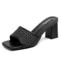 vivianly women39s Low Block Heels Sandal clear
