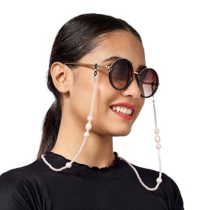 vivid vision unisex adult beads eyeglass holder strap cord  new chain adjust on sunglasses  anti-slip retainer lanyard string eyewear frame  moti design  ch-232  peach