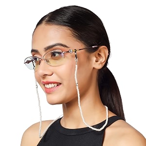 vivid vision unisex adult beads eyeglass holder strap cord  new chain adjust on sunglasses  anti-slip retainer lanyard string eyewear frame  ch-234  white