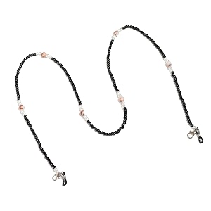 vivid vision unisex adult beads eyeglass holder strap cord  new chain adjust on sunglasses  anti-slip retainer lanyard string eyewear frame  ch-285-black