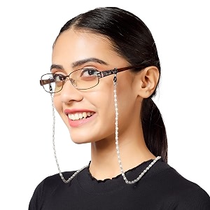 vivid vision unisex adult beads eyeglass holder strap cord  new chain adjust on sunglasses  anti-slip retainer lanyard string eyewear frame  ch-233  white