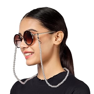 vivid vision unisex adult beads eyeglass holder strap cord  new chain adjust on sunglasses  anti-slip retainer lanyard string eyewear frame  ch-243-a  white