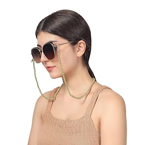 vivid vision unisex adult beads eyeglass holder strap cord  new chain adjust on sunglasses  anti-slip retainer lanyard string eyewear frame  ch-243-d  green