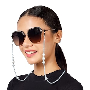 vivid vision unisex adult beads eyeglass holder strap cord  new chain adjust on sunglasses  anti-slip retainer lanyard string eyewear frame  moti design  ch-232  white