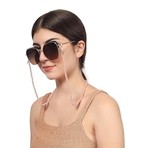 vivid vision unisex adult beads eyeglass holder strap cord  new chain adjust on sunglasses  anti-slip retainer lanyard string eyewear frame  ch-243-b  peach
