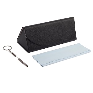 vivid vision unisex adult eyewear specs case cover  screw driver  free cloth  protect eye glasses  chashma dibbi  spectacle box  magnetic  faux leather  ic-536  black  3 in 1
