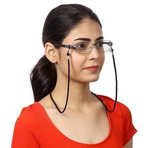 vivid vision unisex adult fabric eyeglass holder strap cord  new chain adjust on sunglasses  anti-slip retainer lanyard string eyewear frame  ch-154- black  pack of 2