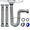 VIVIDA 1-1/2" Kitchen Sink Drain Pipe 2-Pack, Flexible Sink P Trap, Gray