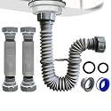 VIVIDA Kitchen Sink Drain Pipe 1-1/2", 2-Pack, Flexible Sink P Trap, Gray
