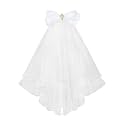 Vividsun Girls First Communion Veil White Flower Bow Headband,Veil for First Communion Girls Kids Wedding Party Headpiece