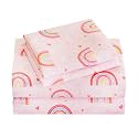 Viviland 3 Pieces Girls Twin Sheets Set Kids, Pink Rainbow Printed Sheets