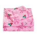 Viviland 3 Pieces Girls Twin Sheets Set Kids, Christmas Pink Bow Printed
